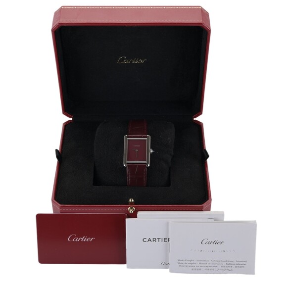 Cartier Tank Must Large WSTA0054 Red Burgundy 26mm Men's Watch Full Set - Picture 2 of 12